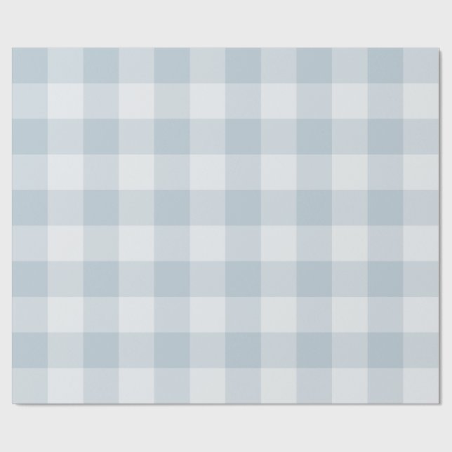 Pulverblå stor rutig gingham presentpapper (Platt)