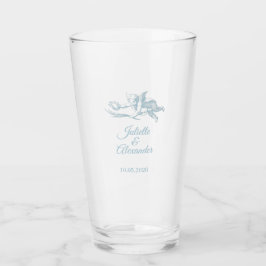 Pulverblå Toile de Jouy bröllopsglas Glaskopp