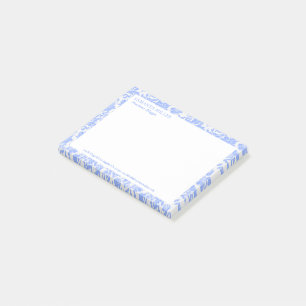 Pulverblåvit Blommigt, skademönster Post-it Block