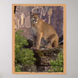 Puma och Pictographs Poster