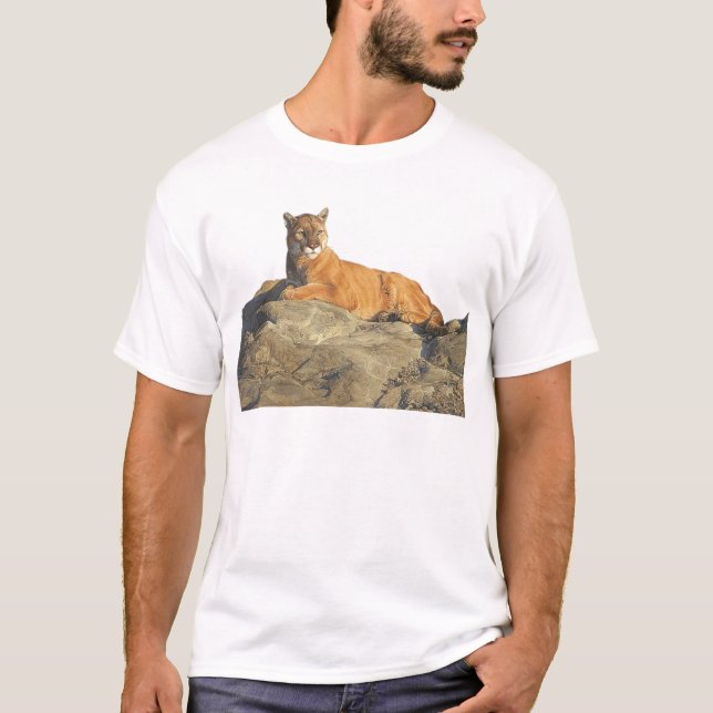 puma på sten t-shirt (Framsida)