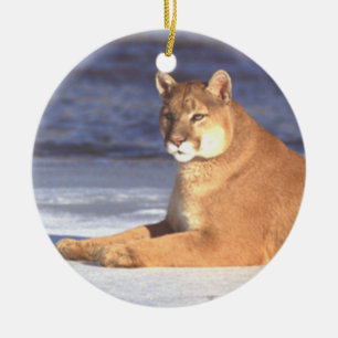 Puma som vilar prydnaden julgransprydnad keramik