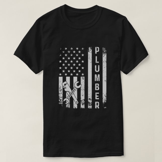 Pumber American Flagga Plumning T Shirt (Design framsida)