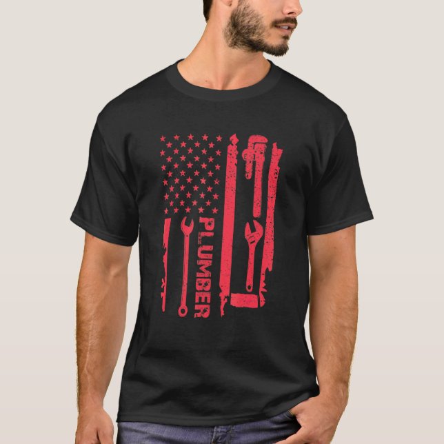 Pumber American Flagga VVS Verktyg T Shirt (Framsida)
