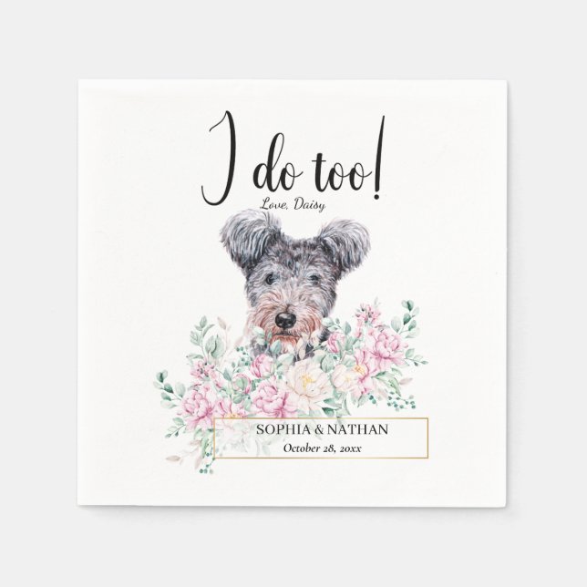 Pumi Hund Bröllop Cocktail Napkins Pappersservett (Framsidan)