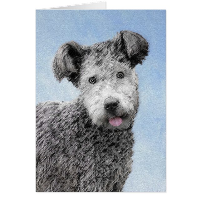Pumi-målning - Cute Original Hund Art Hälsningskort (Framsidan)