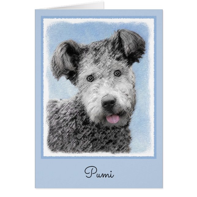 Pumi-målning - Cute Original Hund Art Hälsningskort (Framsidan)