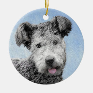 Pumi-målning - Cute Original Hund Art Julgransprydnad Keramik