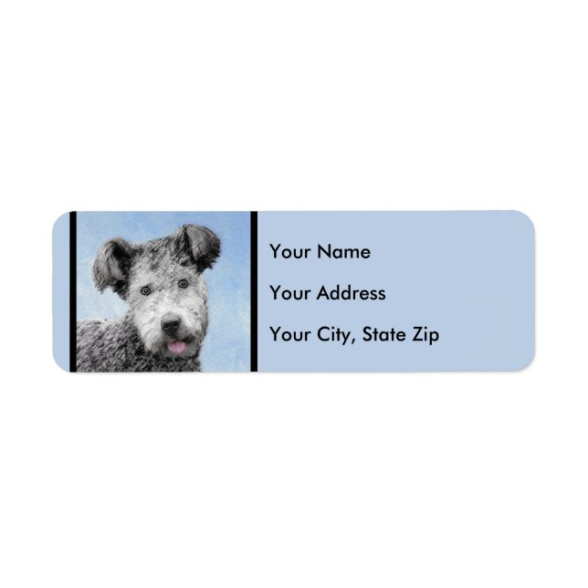 Pumi-målning - Cute Original Hund Art Returadress Etikett (Framsidan)