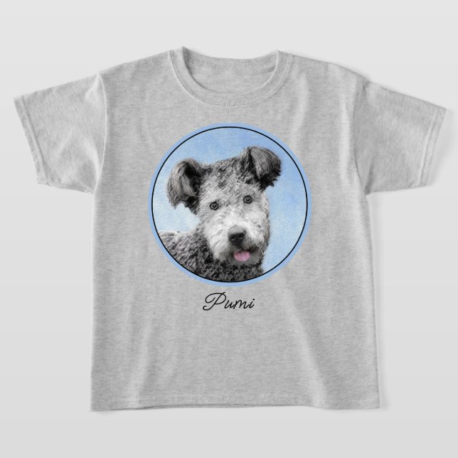 Pumi-målning - Cute Original Hund Art T Shirt (Laydown)