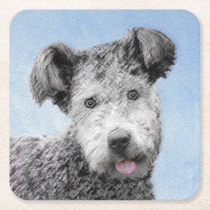 Pumi-målning - Cute Original Hund Art Underlägg Papper Kvadrat