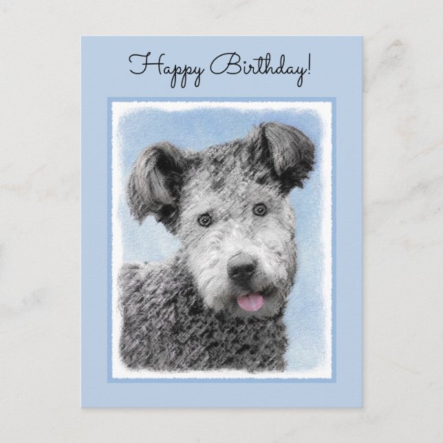 Pumi-målning - Cute Original Hund Art Vykort (Framsida)