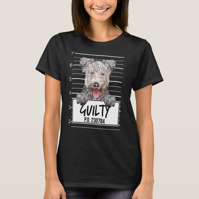 Pumi Mugshot Guilty Hund T Shirt (Framsida)