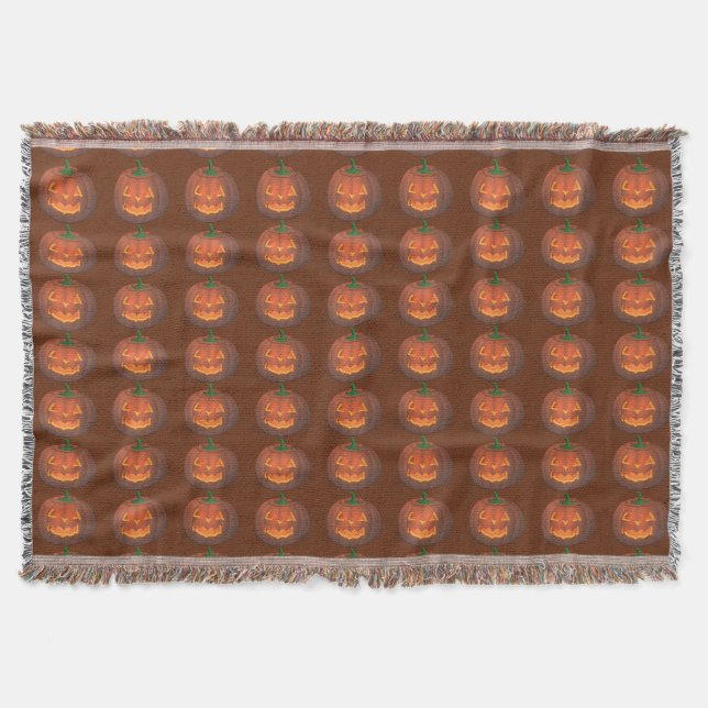 Pumkin Blanket Roligt Halloween Throw Blankets Dec Filt (Framsidan)