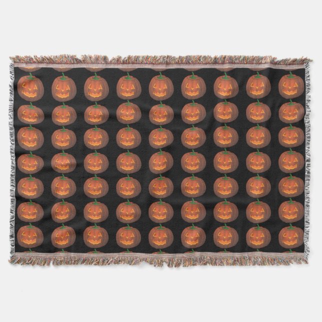 Pumkin Blanket Roligt Halloween Throw Blankets Dec Mysfilt (Framsidan)