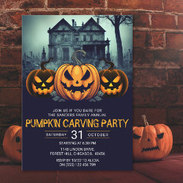 Pumkin Carving Party Fun Halloween Inbjudningar