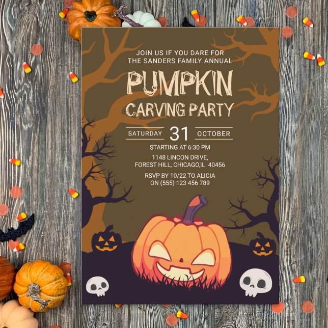 Pumkin Carving Party Halloween Inbjudningar (Skapare uppladdad)