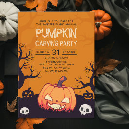 Pumkin Carving Party Halloween Inbjudningar