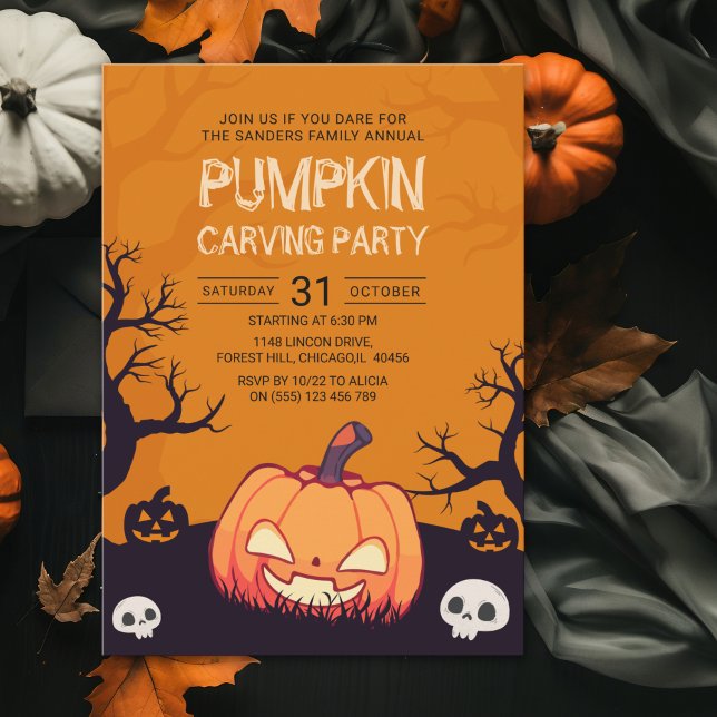 Pumkin Carving Party Halloween Inbjudningar (Skapare uppladdad)