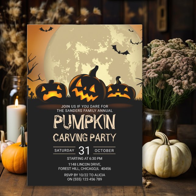 Pumkin Carving Party Halloween Inbjudningar (Skapare uppladdad)