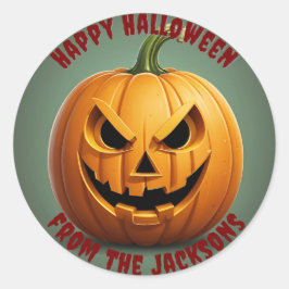 Pumkin happy halloween Classic Round Stickers Runt Klistermärke