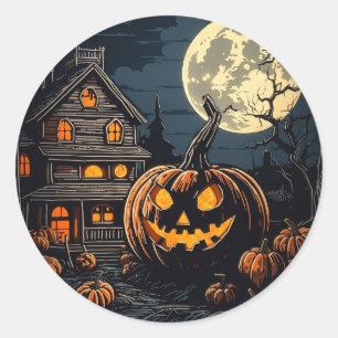 pumkin i Halloween-byn Runt Klistermärke