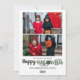 Pumkin jack-o-lantern Halloween 2 Family Photo Ho Julkort