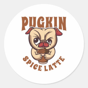 Pumkin Kryddad Latte Kaffe Pumpa Kryddad Pug Ägare Runt Klistermärke