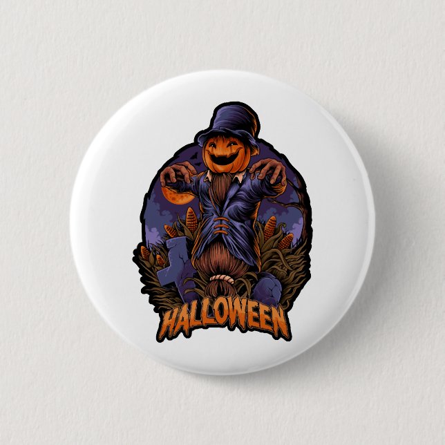 pumkin man halloween t shirt halloween knapp (Framsida)