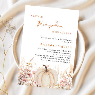 Pumkin på hur vilda blommor beige Baby Shower Inbjudningar
