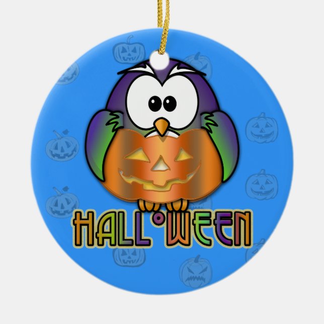 pumkin uggla julgransprydnad keramik (Framsidan)