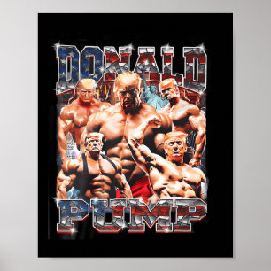 Pump 1 Vs 1 Biden American Flagga Swole Trump 2024 Poster