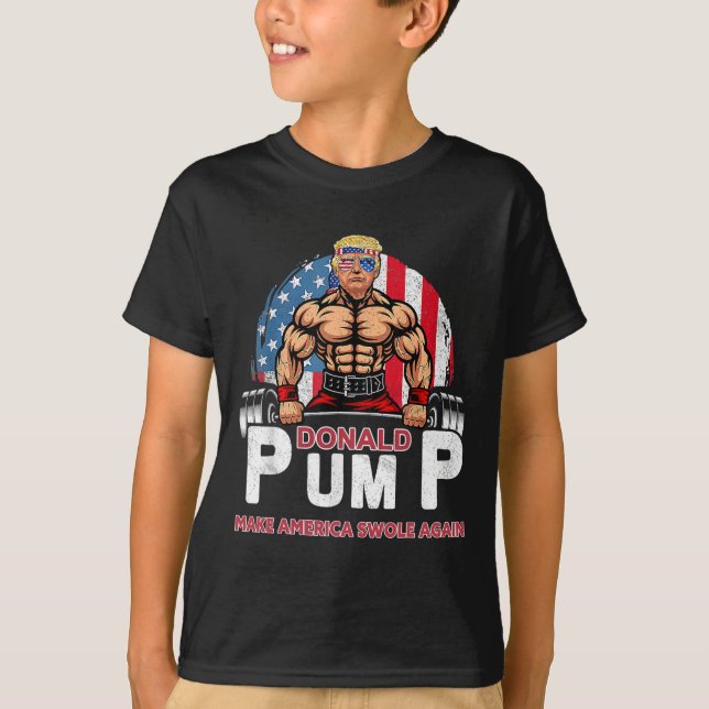 Pump America Swole ReceTrump 2024 T Shirt (Framsida)