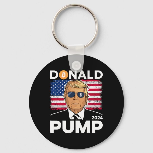 Pump Bitcoin Funny Trump 2024 Crypto Nyckelring (Framsida)