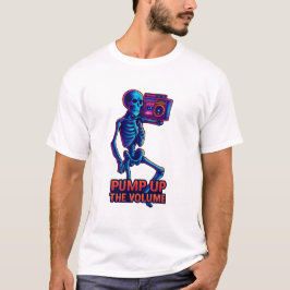 Pump Up the Volume – Neon Skeleton Boombox Vibes T Shirt