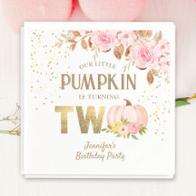 Pumpa 2-års födelsedagsflicka Rosa Guld Blommig