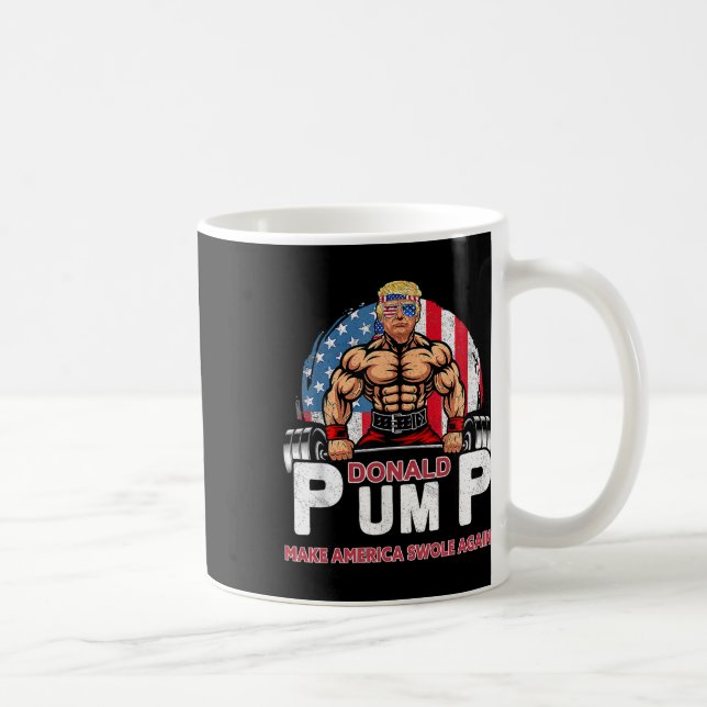 Pumpa Amerika Swole Igen Rolig Trump 2024  Kaffemugg (Höger)