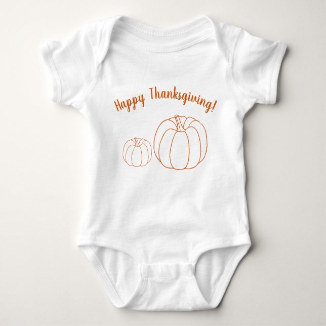 Pumpa anpassningsbar söt happy thanksgiving orange t shirt (Framsida)