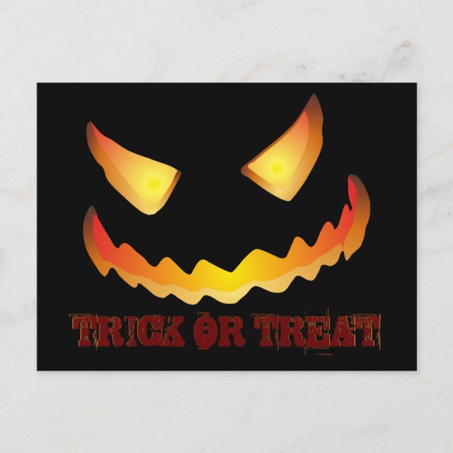 Pumpa Ansikte 2 för Halloween Inbjudan Vykort (Framsida)