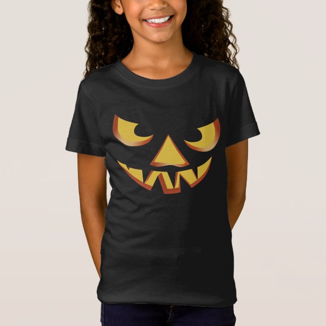 Pumpa Ansikte 3 för Halloween T Shirt (Framsida)