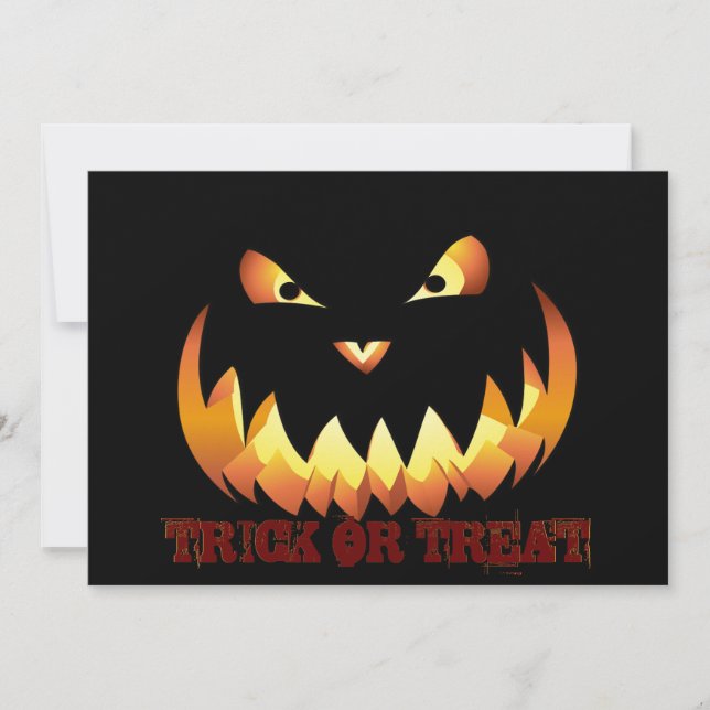 Pumpa Ansikte 4 för Halloween Inbjudningar (Framsida)