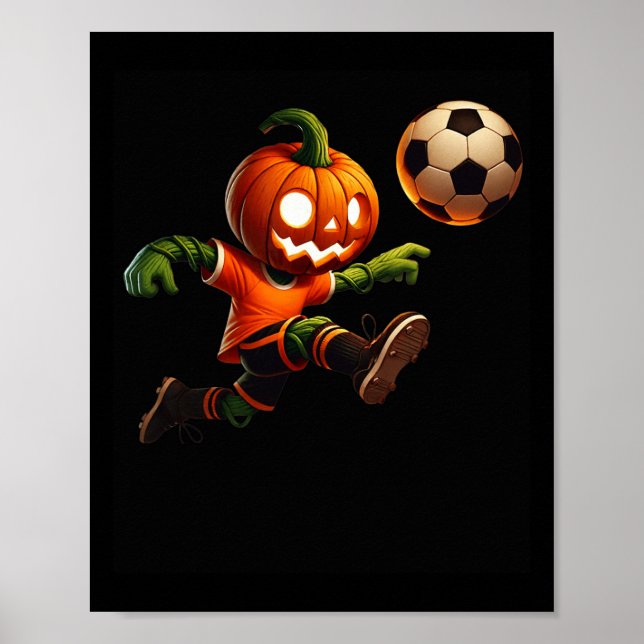 Pumpa Ansikte Fotboll Halloween Kostym Män Pojkar  Poster (Framsidan)
