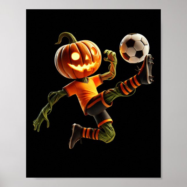 Pumpa Ansikte Fotboll Halloween Kostym Män Pojkar  Poster (Framsidan)