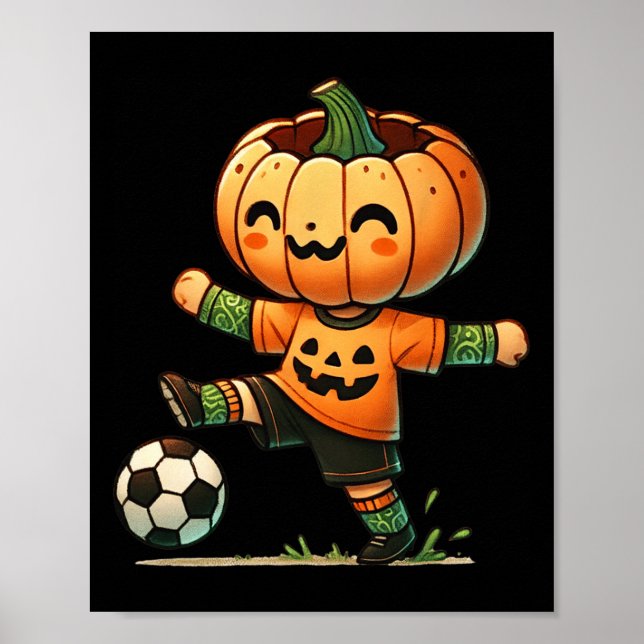Pumpa Ansikte Fotboll Halloween Kostym Pojkar Barn Poster (Framsidan)