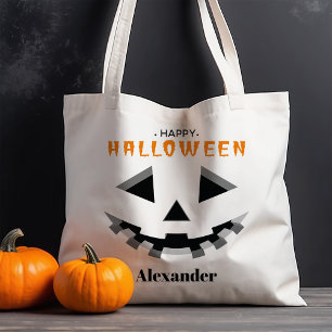 Pumpa Ansikte Gott Halloween Bus eller Godsäk Tygkasse