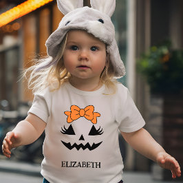 Pumpa Ansikte Söt Tjej Anpassad Halloween Småbarn T Shirt