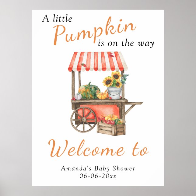 Pumpa är på väg Välkommen Baby shower Poster (Framsidan)