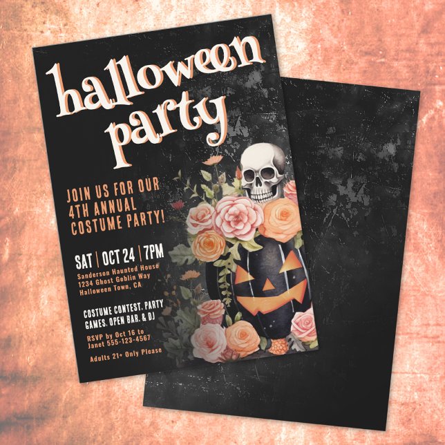 Pumpa Årlig Kostym Halloweenfest Inbjudningar (Pumpkin Annual Costume Halloween Party Invitation)