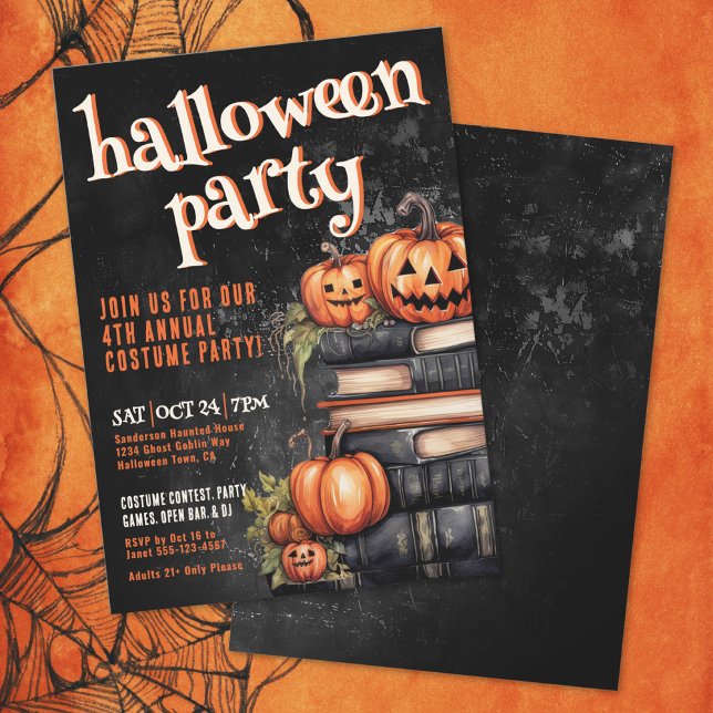 Pumpa Årlig Kostym Halloweenfest Inbjudningar (Pumpkin Annual Costume Halloween Party Invitation)