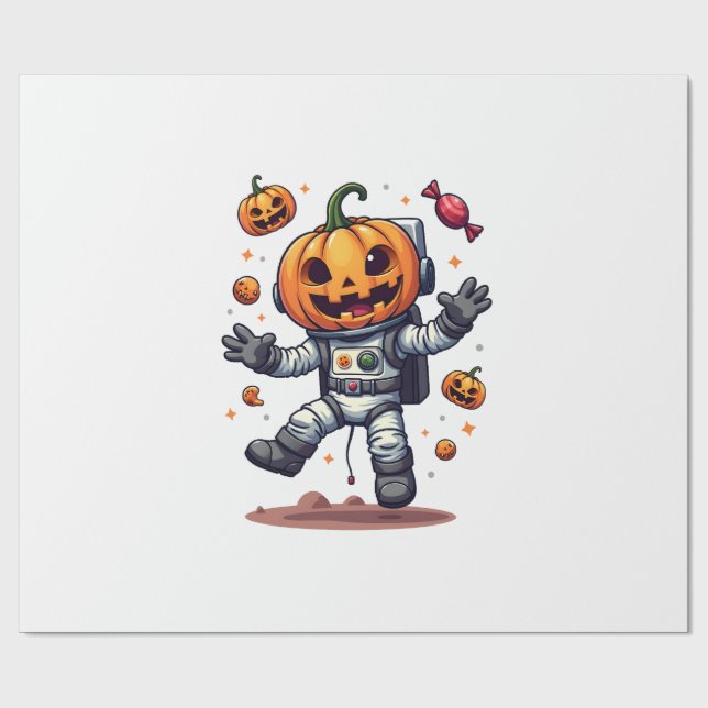 Pumpa Astronaut � Skräckinjagande Rymd Utforskare  Presentpapper (Platt)